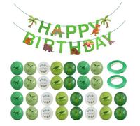 YSDYY 30 Pezzi Palloncini per Modelli di Dinosauro, 1 Set di Bandiere di Buon Compleanno E 2 Ruoli di Nastri, Palloncini Carini Creativi, Decorazioni per Feste di Compleanno.