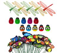 YSDYY 60 decorazioni da giardino, farfalla, libellula, piccola ape, coccinella, imitazione multicolore, decorazione per insetti per esterni, giardino, cortile, patio
