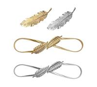 YSDYY Confezione da 2 fasce elastiche in vita a foglia;con forcine in 2 pezzi, cintura con finiture in metallo, cintura per abiti, accessori per finiture per abiti da donna, matrimoni (oro, argento)
