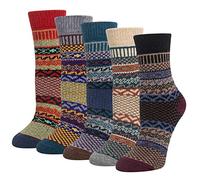 YSense Snug 5 Paia Calze Da Donna Invernali, Calzini Termiche Divertenti, Calze di Lana Vintage Natalizi Fantasia