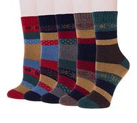 YSense Snug 5 Paia Calze Da Donna Invernali, Calzini Termiche Divertenti, Calze di Lana Vintage Natalizi Fantasia