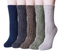 YSense Snug 5 Paia Calze Da Donna Invernali, Calzini Termiche Divertenti, Calze di Lana Vintage Natalizi Fantasia