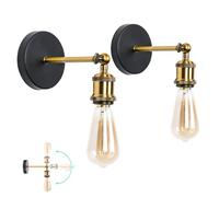 YSGUYILT 2 Pezzi Lampada da Parete Stile Industrial Vintage E27 Applique da Parete Interno Metallo Regolazione 180° per Salotto, Camera da Letto, Cucina Corridoio (Bulbo Non Incluso)