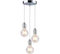 YSGUYILT Lampada Moderna a Sospensione per Interno - Plafoniera Industrial Style Argento con E27 e 3 Testine, Materiale robusto, Senza lampadina, Ideale per Cucina/Soggiorno