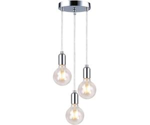 YSGUYILT Lampada Moderna a Sospensione per Interno - Plafoniera Industrial Style Argento con E27 e 3 Testine, Materiale robusto, Senza lampadina, Ideale per Cucina/Soggiorno