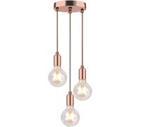 YSGUYILT Lampada Moderna a Sospensione per Interno - Plafoniera Industrial Style Oro Rosa con E27 e 3 Testine, Materiale robusto, Senza lampadina, Ideale per Cucina/Soggiorno