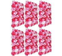YShiuoL Pannello Murale Floreale 6/12 Pezzi di Fiori Artificiali in Seta for Matrimonio, Dahlia Rosa Intenso, Pallina da Ricamo, Sfondo for Matrimonio, Pannelli di Ortensia e Rose, Decorazione(6PCS)