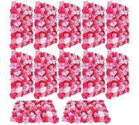 YShiuoL Pannello Murale Floreale 6/12 Pezzi di Fiori Artificiali in Seta for Matrimonio, Dahlia Rosa Intenso, Pallina da Ricamo, Sfondo for Matrimonio, Pannelli di Ortensia e Rose, Decorazione(12PCS)