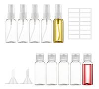 Ysimple 10 Pezzi Flaconi da Viaggio 50 ml,Contenitori Viaggio Liquidi,Trasparente Boccette da Viaggio,Bottiglie di Viaggio con 1 Etichette e 2 Imbuti,per Shampoo Creme Lozioni Liquide
