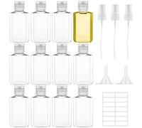 Ysimple 12PCS Trasparente Flaconi da Viaggio,Bottiglie di Viaggio 60ml,Contenitori Viaggio Liquidi con 2 Piccoli Imbuti e 1 Etichetta Adesiva Adesiva,2 Testine Spray,per Shampoo Creme Lozioni Liquide