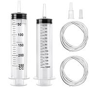 Ysimple 2 Pezzi 150 ml+250 ml Grande Siringa Plastica,Siringa Aspira Liquidi,Siringa di Plastica con 2 Tubo e 2 Adattatore,Divieto per Scopi Medici, Solo per Uso di Laboratorio e Industriale