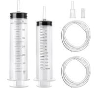 Ysimple 2 Pezzi 150 ml+350 ml Grande Siringa Plastica,Siringa Aspira Liquidi,Siringa di Plastica con 2 Tubo e 2 Adattatore,Divieto per Scopi Medici, Solo per Uso di Laboratorio e Industriale