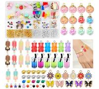 Ysimple 410 Pezzi Charms Set di Pendenti,Ciondoli per Collane Fai Da Te,Charms Farfalla Ciondolo Bubble Tea Portachiavi Orso Gommoso Regalo Fai Da Te,Regalo Bambina 5-12 Anni