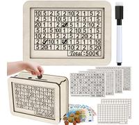 Ysimple € 500 Salvadanaio in Legno Riutilizzabile Con Contatore, Obiettivi, Adesivi e Pennarello per Aiutare i Bambini a Costruire L'abitudine al Risparmio