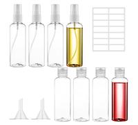 Ysimple 8 Pezzi Flaconi da Viaggio 100 ml,Contenitori Viaggio Liquidi,Trasparente Boccette da Viaggio,Bottiglie di Viaggio con 1 Etichette e 2 Imbuti,per Shampoo Creme Lozioni Liquide