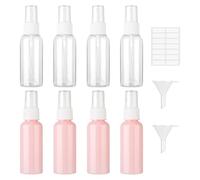 Ysimple 8 Pezzi Flaconi Spray da Viaggio in Plastica Trasparente 50ml,Plastica Trasparente Flacone Spray con 1 Etichette e 1 Imbuti per i Viaggi e L'uso Quotidiano(4 Ros 4 Trasparenti)