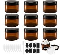 Ysimple 9 Pezzi Contenitori per Crema, Ámbar Plastica Contenitori da Viaggio 120ml, Contenitori Cosmetici Vuoti con Raschietto/Adesivi, Contenitori Viaggio con Tappo per Cosmetici, Lozioni, Creme