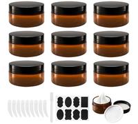 Ysimple 9 Pezzi Contenitori per Crema, Ámbar Plastica Contenitori da Viaggio 80ml, Contenitori Cosmetici Vuoti con Raschietto/Adesivi, Contenitori Viaggio con Tappo per Cosmetici, Lozioni, Creme