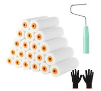 Ysimple Set di 20 Rullo per Pittura, Mini Rulli per Pittura da 10 cm con Guanti e Porta Rullino Pittura, 4 Pollici Rullo Pittura in Schiuma per Esterni Superfici Ruvide Idropitture e Pitture Minerali
