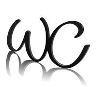 Ysimple Targhetta per Porta 3D, Targhetta Autoadesiva per Wc Nero, Cartello Porta Toilette Autoadesivo, WC Cartello Toilette Ospiti Autoadesivo, Targa per Wc Imballato In Cartone (wc)