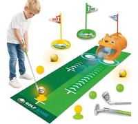 Ysityum Giocattoli da golf per bambini, set da golf include un tappetino da golf, 3 mazze da golf, 8 palline, 2 fori per esercizi e 3 campi da golf, ogni luogo può essere utilizzato