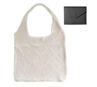 YSJCHEBS 1 Borsa A Tracolla Vuota E 1 Borsa Nera, Borsa Semplice Lavorata A Maglia, Borsa A Tracolla Da Donna, Borsa A Tracolla Di Grande Capacità, Adatta Per Pendolarismo, Shopping E Viaggi
