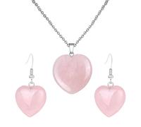YSJCHEBS 1 Collana A Forma di Cuore E 1 Paio di Orecchini A Forma di Cuore, Gioielli Semplici, Gioielli alla Moda A Forma di Cuore, Gioielli in Cristallo, Gioielli da Donna