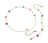 YSJCHEBS 1 Collana di Fiori, 1 Braccialetto di Fiori, Collana da Donna, Set di Gioielli Regolabile, Accessori di Bigiotteria, Adatto per Feste con Appuntamenti Serali
