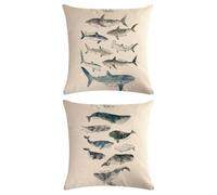 YSJCHEBS 1 Fodera per Cuscino con Motivo Squalo, 1 Fodera per Cuscino con Motivo Balena, Fodera per Cuscino per Divano, Fodera per Cuscino in Lino, Fodera per Cuscino Decorativa con Motivo Marino