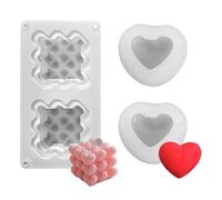 YSJCHEBS 1 Forma Quadrata d'Amore E 2 Stampi A Forma di Cuore, Stampi in Silicone Creativi, Stampi per Candele, Accessori Artigianali Fai-da-Te