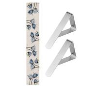 YSJCHEBS 1 Runner da Tavolo Tulipano, 2 Clip per Tovaglie, Runner da Tavolo in Lino, Tovaglia da Tavolo da Pranzo, Decorazione per Tovaglia con Fiori E Piante, Decorazione per Interni Ed Esterni