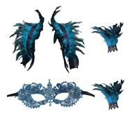 YSJCHEBS 1 Sciarpa di Piume, 2 Braccialetti di Piume, 1 Maschera per Gli Occhi, Set di Abiti Gotici, Accessori per Costumi da Festa, Adatto per Spettacoli E Balli di Festival