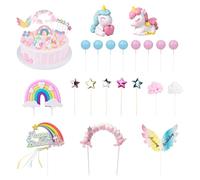 YSJCHEBS 1 Set di Decorazioni Colorate per Torte, 1 Pezzo di Inserti di Buon Compleanno, Topper per Torta con Pony, Decorazioni Colorate per Ragazze, Decorazioni per Feste di Compleanno
