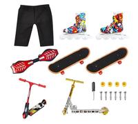 YSJCHEBS 1 Skate, 1 Paio di Pantaloni, 1 Monopattino, 1 Bicicletta E 1 Set di Strumenti per Skateboard con Le Dita, Giocattoli Sportivi con La Punta delle Dita, Mini Giocattoli Creativi