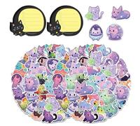 YSJCHEBS 100 Adesivi per Gatti E 2 Quaderni per Gatti, Simpatici Quaderni A Forma di Cartone Animato, Adesivi Creativi per Graffiti, Adesivi Decorativi Impermeabili