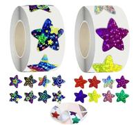 YSJCHEBS 1000 Fogli di Adesivi Ricompense Lucidi Autoadesivi, Adesivi Olografici Impermeabili da 2,5 Cm, Adesivi A Stella, Adesivi Motivazionali per Bambini, Adesivi Artigianali