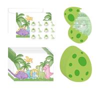 YSJCHEBS 12 Biglietti D'Invito con Dinosauri, Dotati di 12 Buste con Dinosauri E 12 Adesivi con Sigillo di Dinosauro, Biglietti D'Invito Creativi per Bambini