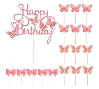 YSJCHEBS 13 Inserti per Torta A Farfalla, 5 Candele A Fiocco, Farfalle per Topper Torta, Inserti per Decorazioni per Feste, Inserti per Dolci, Decorazioni per Compleanno per Ragazze