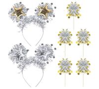 YSJCHEBS 2 Fasce per Capelli in Seta Antipioggia per Felice Anno Nuovo, Inserti in Seta Antipioggia A 5 Stelle, Accessori per Capelli con Fascia per Capodanno, Decorazioni per La Festa di Capodanno