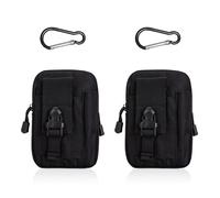 YSJCHEBS 2 Marsupi Tattici Neri, 2 Moschettoni, Borsa Multifunzionale per Cellulare, Pratica Borsa in Tessuto Oxford, Marsupio per Sport all'Aria Aperta