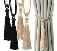YSJCHEBS 2 Paia di Cravatte per Tende con Nappe, Cravatte per Tende Semplici E Moderne, Cravatte per Tende in Tessuto Elegante, Accessori per Tende, Accessori per La Casa