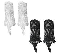 YSJCHEBS 2 Paia Di Guanti In Pizzo, Guanti Ricamati In Pizzo Da Donna, Guanti Da Sposa Senza Dita, Maniche In Rete Senza Dita Per La Festa Di Ballo Di Fine Anno