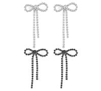 YSJCHEBS 2 Paia di Orecchini A Fiocco, Orecchini Pendenti con Diamanti, Orecchini Elei per Donne, Orecchini Semplici alla Moda, Gioielli Lucenti, Decorazioni Abbinate All'Abbigliamento