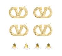 YSJCHEBS 2 Paia di Orecchini con Lettere Geometriche, 2 Paia di Orecchini Frisbee, Orecchini con Lettere d'oro, Orecchini con Lettere, Orecchini Quadrati, Gioielli di Moda, Orecchini da Donna