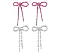 YSJCHEBS 2 Paia di Orecchini con Nappe con Fiocco, Orecchini Elei per Donna, Orecchini Semplici alla Moda, Orecchini con Diamanti, Gioielli Pendenti, Accessori di Abbigliamento