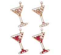YSJCHEBS 2 Paia di Orecchini Creativi in Vetro di Vino, Gioielli di Perle, Orecchini Pendenti da Donna, Orecchini di Moda Personalizzati, Orecchini Innovativi, Accessori di Abbigliamento