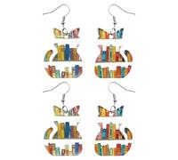 YSJCHEBS 2 Paia di Orecchini per Gatti di Libri, Orecchini per Rimorchi Personalizzati, Orecchini di Moda Femminile, Decorazioni per Gatti Acrilici, Orecchini Divertenti, Gioielli