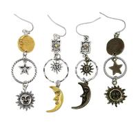 YSJCHEBS 2 Paia di Orecchini Sun Star Moon, Orecchini in Stile Creativo, Orecchini in Metallo retrò, Orecchini Pendenti Lunghi, Accessori di Abbigliamento