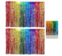 YSJCHEBS 2 Pezzi Gonna da Tavolo Arcobaleno Gonna da Tavolo con Nappe Gonna da Tavolo Tenda di Seta Pioggia Decorazione da Tavolo Decorazioni per Feste Decorazione Arcobaleno