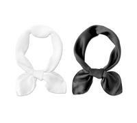 YSJCHEBS 2 Pezzi Sciarpa Di Seta Bianca E Nera, Sciarpa Quadrata Da Donna, Sciarpa Di Mussola, Sciarpa Nera Da Donna, Mussola, Sciarpa In Finta Seta
